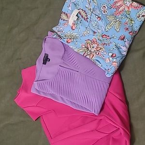 Lot of 3 Spring colors-all size Small 2 tops and 1 hot pink dress